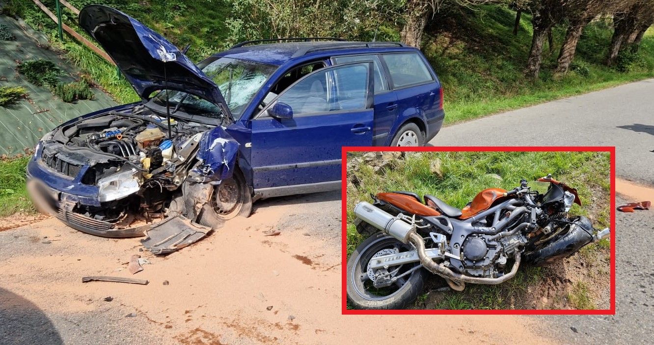 Piątkowa wypadek motocykl osobówka (7)